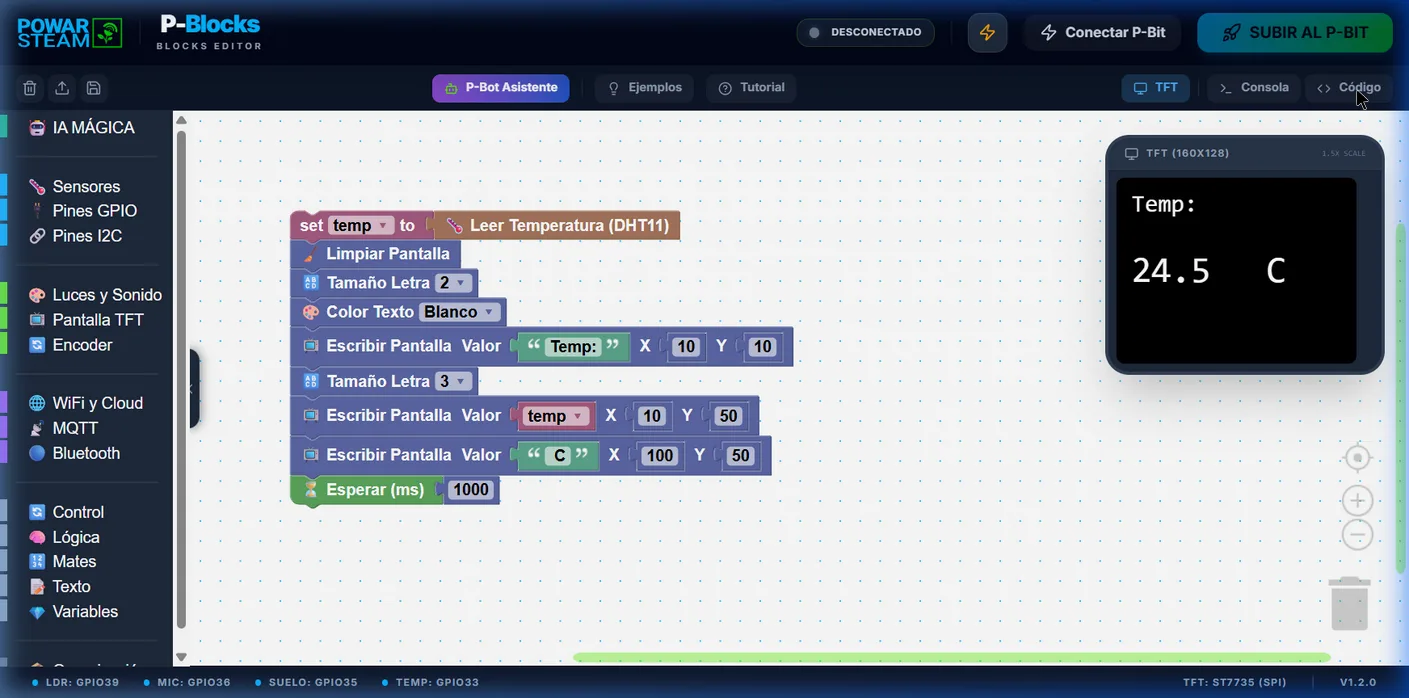 Temperature blocks with live TFT simulator